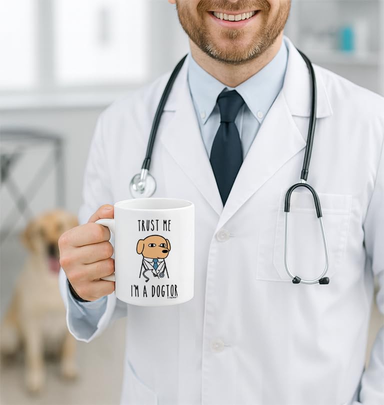 ThisWear Veterinarian Gifts For Men Trust Me I'm a Dogtor Funny Dog Gifts 11oz Ceramic Coffee Mug - Image 2